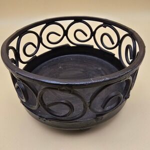 Wrought Iron Scrollwork Candle Holder Stand Ball Feet Dark Bronze 4.5 Inch